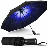 BOTC Stormparaplu Opvouwbaar met Beschermhoes - UV-bescherming - 100CM - Starry sky - Grote Paraplu - Automatisch Uitklapbaar - Sterrenhemel
