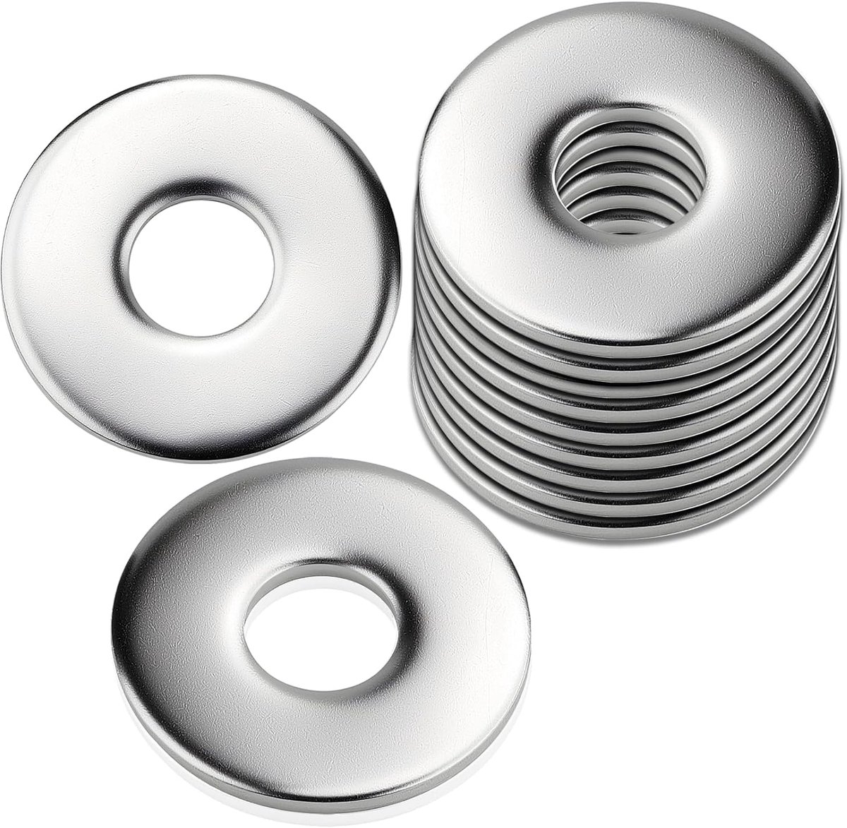 80 stuks sluitringen, roestvrij staal, A2, V2A, M5 x 15 mm, sluitringen, roestvrij staal, carrosserieringen, platte sluitringen, M5, voor schroeven, draadstang, moeren