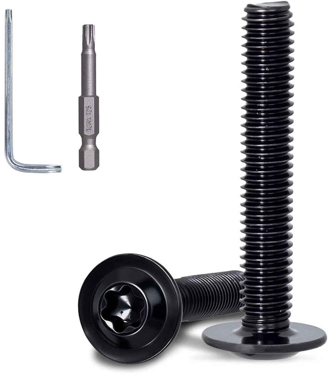 50 stuks lenskopschroeven met flens M5 x 10 mm Torx zwart roestvrij staal A2 V2A schroeven platte kopschroeven machineschroeven voor pc-behuizing, fietsaccessoires en huishoudelijke reparaties