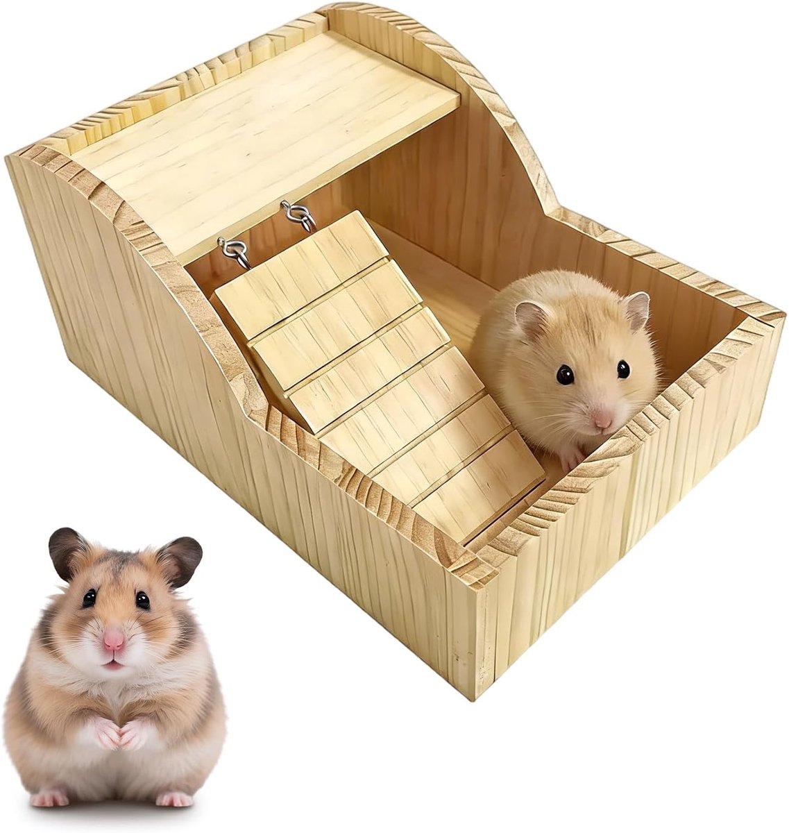 Douche voor hamsters met ladder, zandbak voor hamsters, geschikt voor cavia's, chinchilla's en egels, als veelzijdige plek om te baden, te verkennen, te spelen, uit te rusten en te