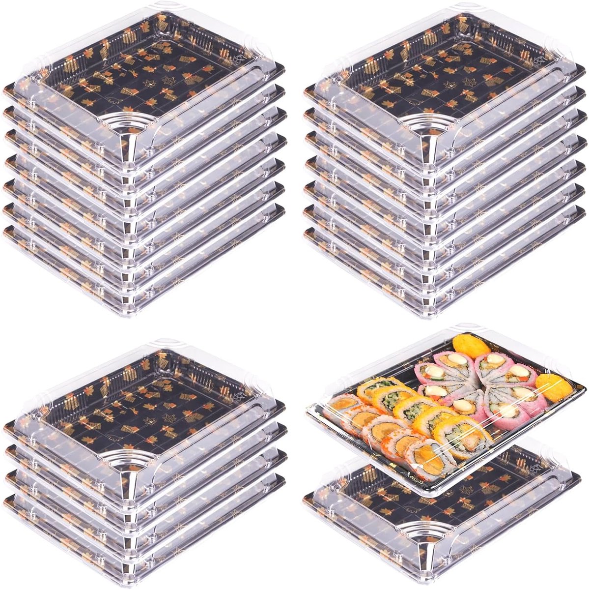 20 stuks Meal Prep Boxen: herbruikbare serveerschaal met deksel, herbruikbare maaltijdbereidingsboxen, menubord & maaltijdbereidingsbox voor sandwiches, sushi, fruit en gerechten (26 * 19 * 5 cm)