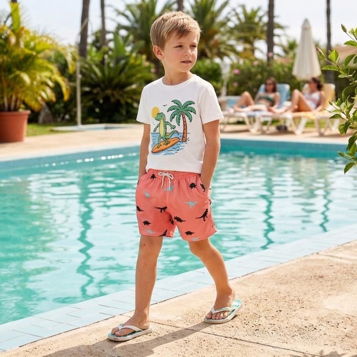 Zwemshorts Badmode Jongens,Hipster Boxershorts met Verstelbaar Trekkoord Snel Drogende Zwemboxer Zwembroek met Zakken Elastische Tailleband,Modeprints,voor kinderen van 7-12 jaar