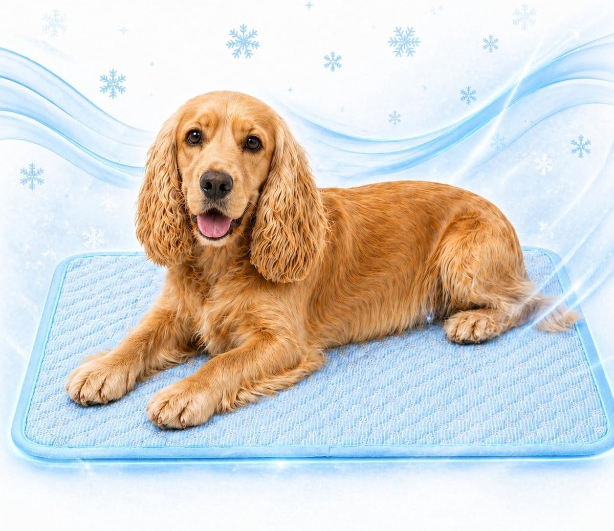 Koelmat voor honden en katten, duurzame, wasbare en herbruikbare huisdierkoelmat voor thuis/auto/reizen, niet-giftig zomerkoelbed, ijszijde polyester, antislip mesh onderkant, blauw, XL