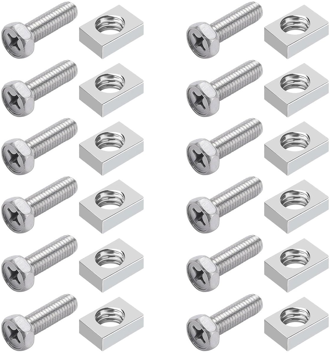 Motorfiets accuschroeven en moeren M6 x 12 mm 12 sets