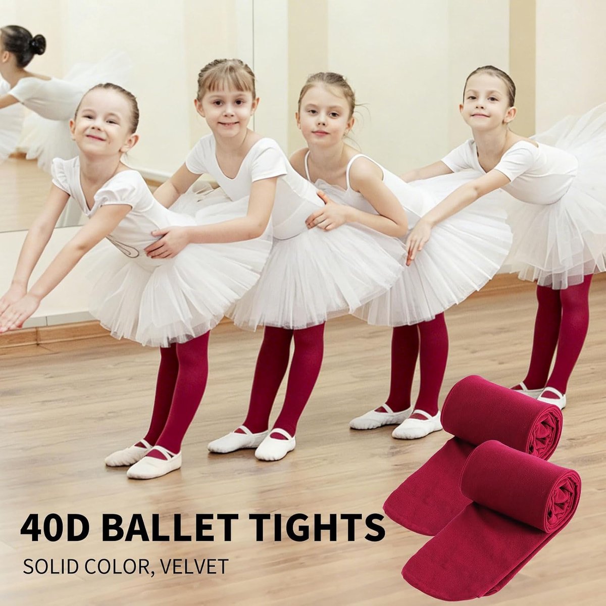 4 paar 40 denier panty meisjes fluwelen kinderpanty elastische balletpanty
