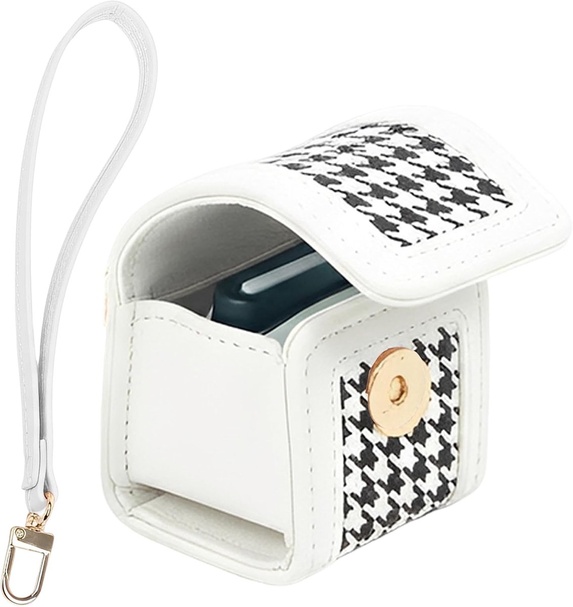 Cameratas compatibel met Fujifilm Instax Pal Camera, op maat gemaakte PU-lederen tas met polsband, compacte draagopslag, ideaal voor fotografen, Wit, 4×3×2 inch, camerabeschermer