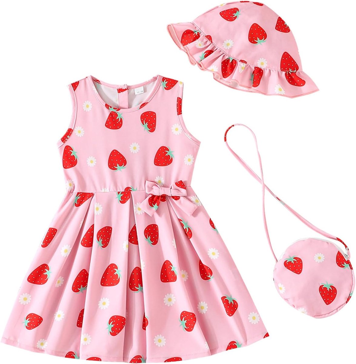 Zomerjurk voor peutermeisjes met zonnehoed en tas leuke casual mouwloze outfits met strik baby strandkleding