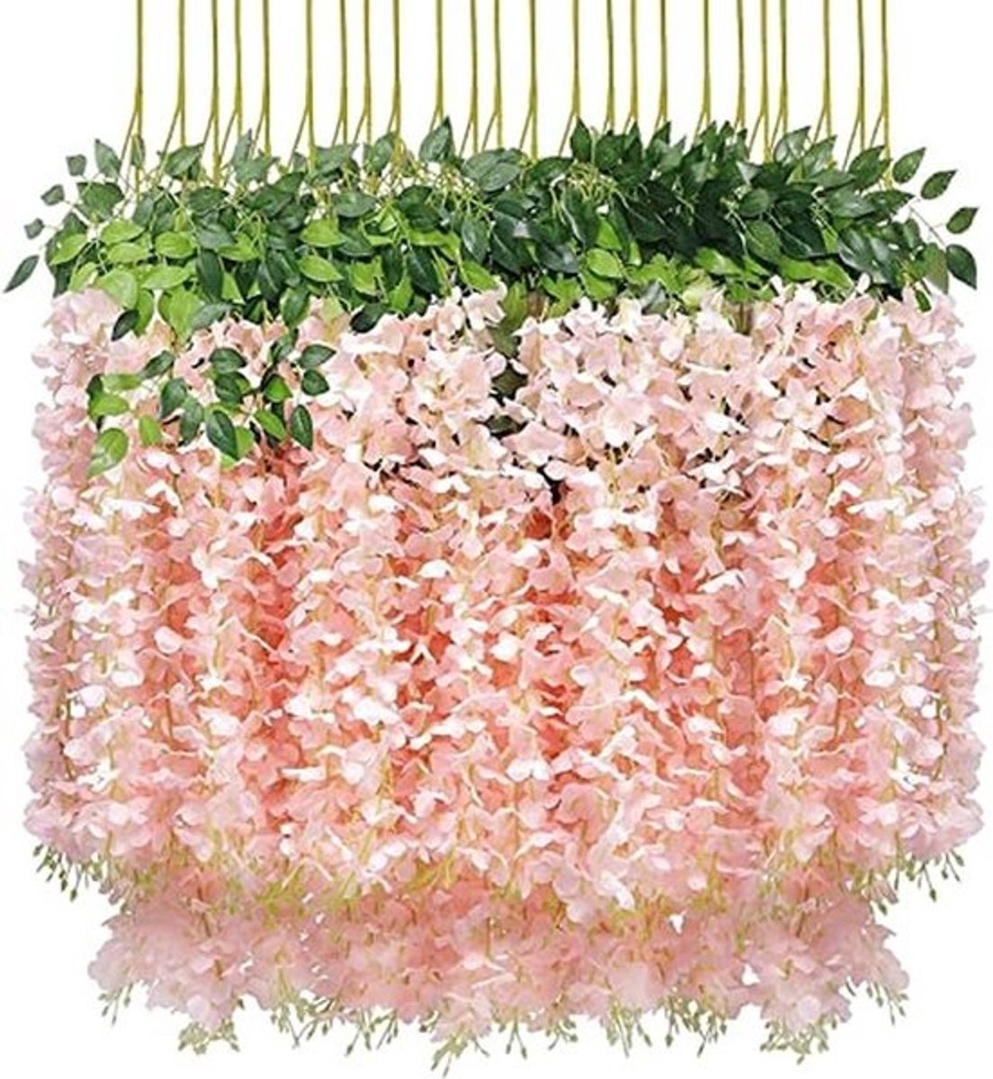 24 Stuks Kunstmatige Nep Blauweregen Wijnstok en Bloemen Slinger voor Bruiloft en Feestdecoratie