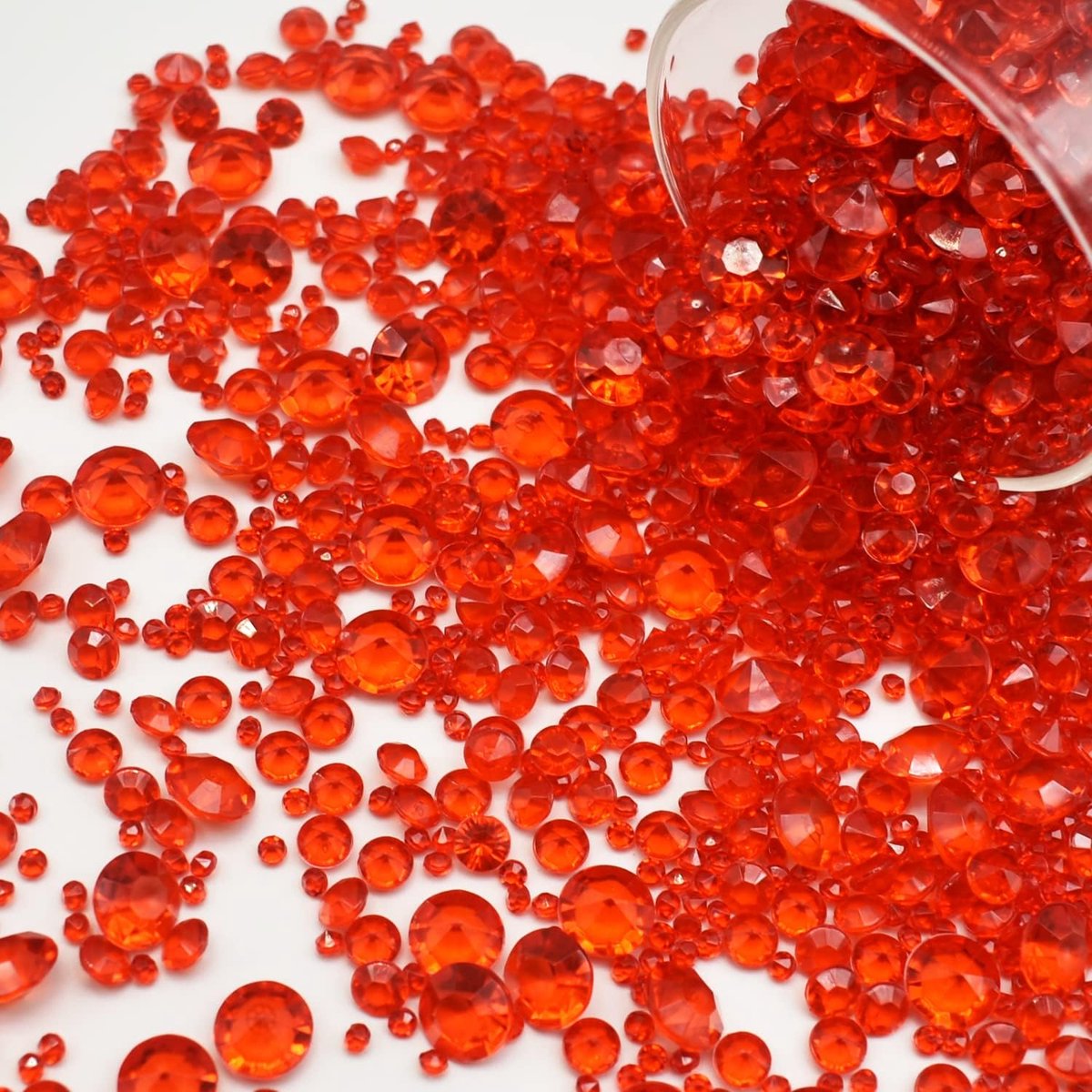 Diamanten, 4000 stuks, transparante glazen diamanten, ronde kristallen stenen voor tafel, vaasvulling, bruiloft, 3 mm / 6 mm / 10 mm (rood)