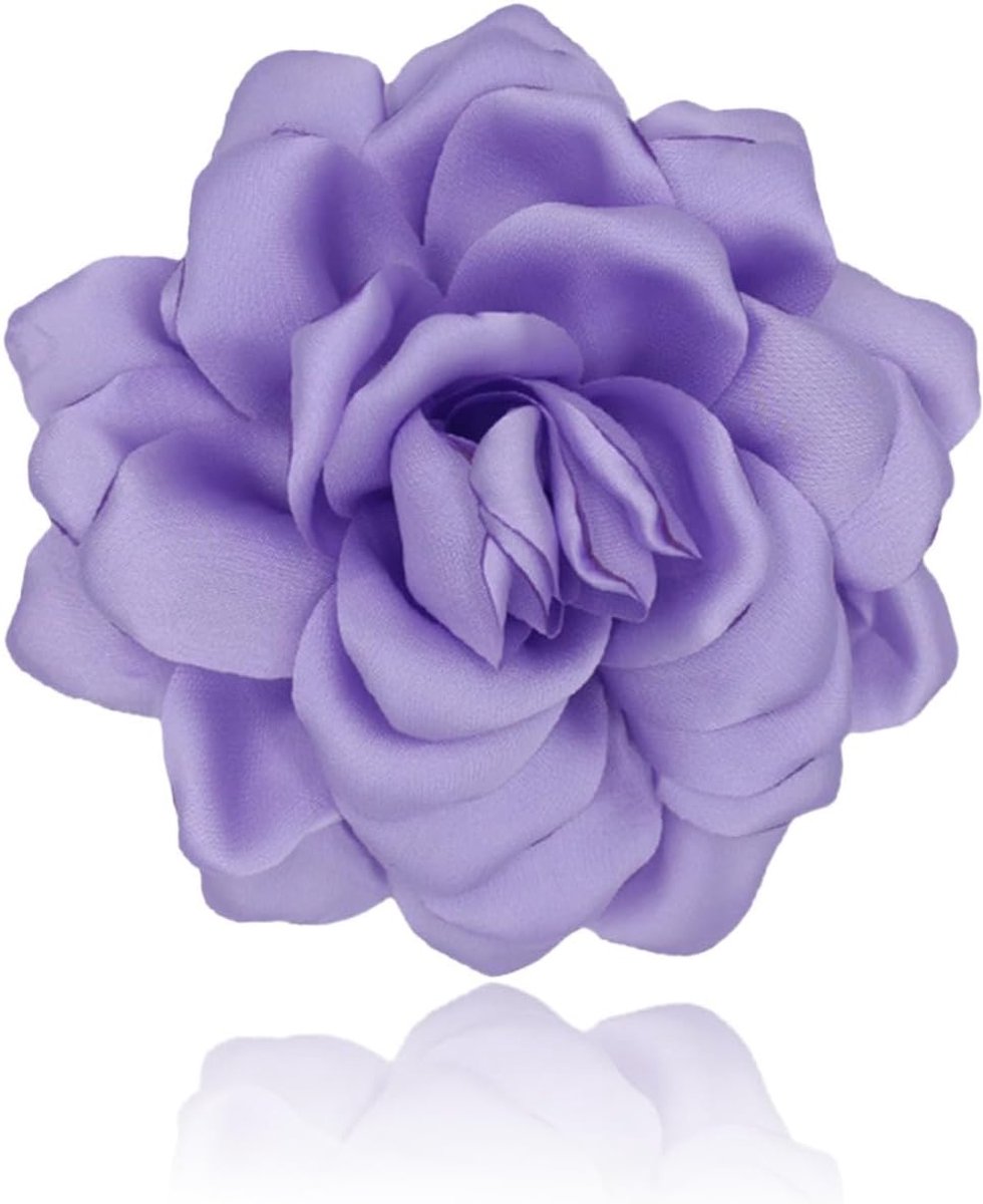 Broches voor dames, flamingo-bloem, bloemen voor feestjurken, haarspeld met bloem, elegante bloemenbroche voor bruiloft, feest, dans (lichtpaars)