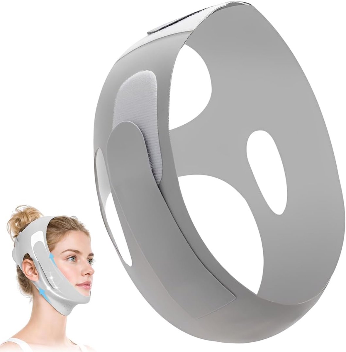 Masker voor dubbele kin – V-Line verkoelend gezichtsmasker – Ice-Cool stoffen liftstrip – Voor slapen en gezichtscontour