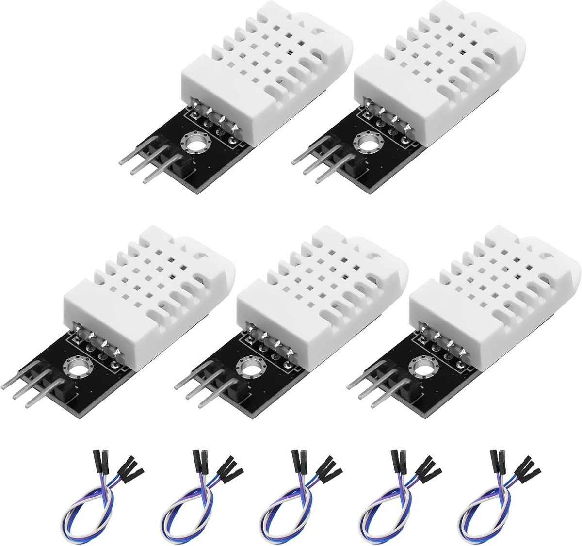 Temperatuursensormodule, sensor luchtvochtigheidssensor met printplaat en kabel 3,3-5,5 V, DHT temperatuursensor, digitale temperatuur- en vochtigheidssensor, compatibel met