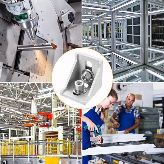 24 stuks hoekprofielen van aluminium, bevestigingsmateriaal hoek 2020, aluminium profielhouders, aluminium profiel bevestiging, hoekhouders groef 8 in extrusie aluminium 2020 — afbeelding 4