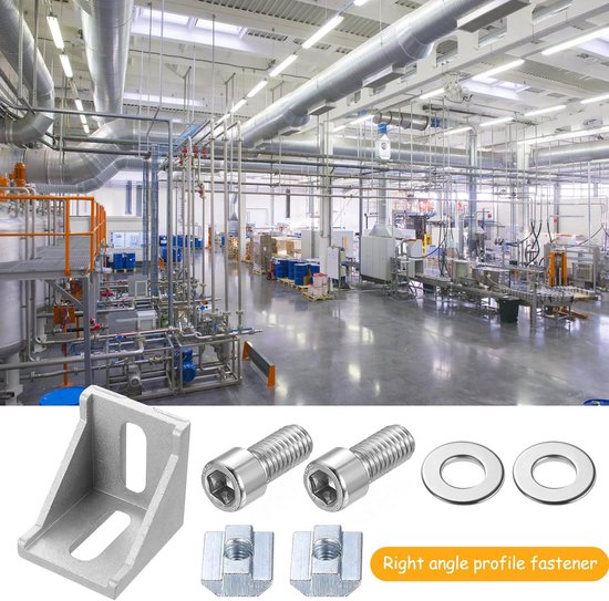24 stuks hoekprofielen van aluminium, bevestigingsmateriaal hoek 2020, aluminium profielhouders, aluminium profiel bevestiging, hoekhouders groef 8 in extrusie aluminium 2020 — afbeelding 5