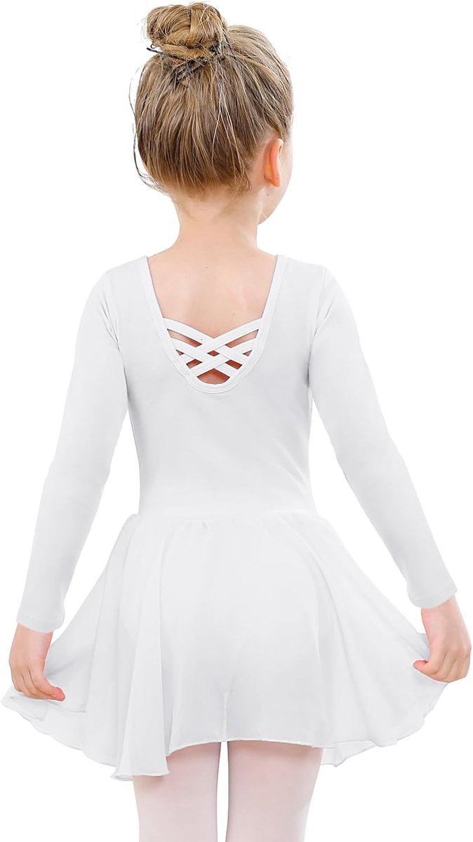 Balletkleding voor meisjes, katoen, balletjurk, balletshirt, korte mouwen, dansjurk, dansbody, met chiffon rok, tutu