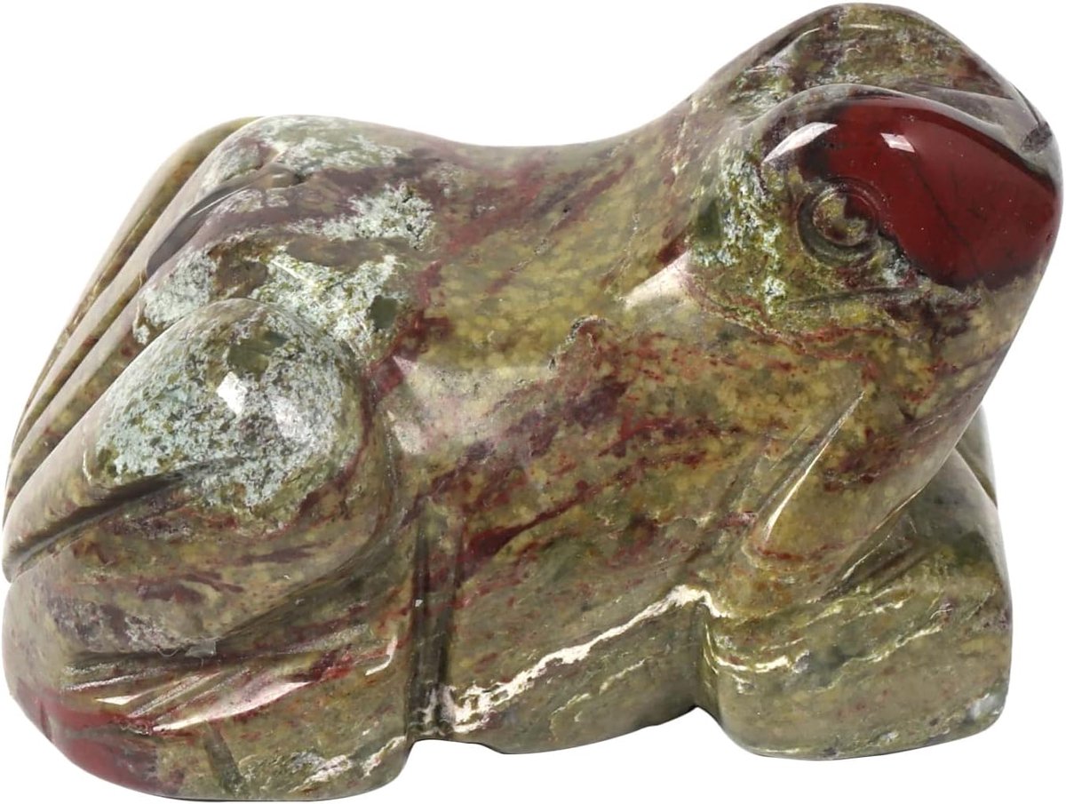 Kikker kristal figuur, kleine handgesneden zak kristal beeldje dier sculptuur 3,8 cm