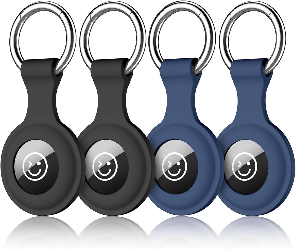 Airtag Sleutelhanger compatibel met Apple Airtag houder, 4-pack siliconen hoesje tracker sleutelhanger voor mannen vrouwen, veiligheid anti-verlies beschermhoes cover
