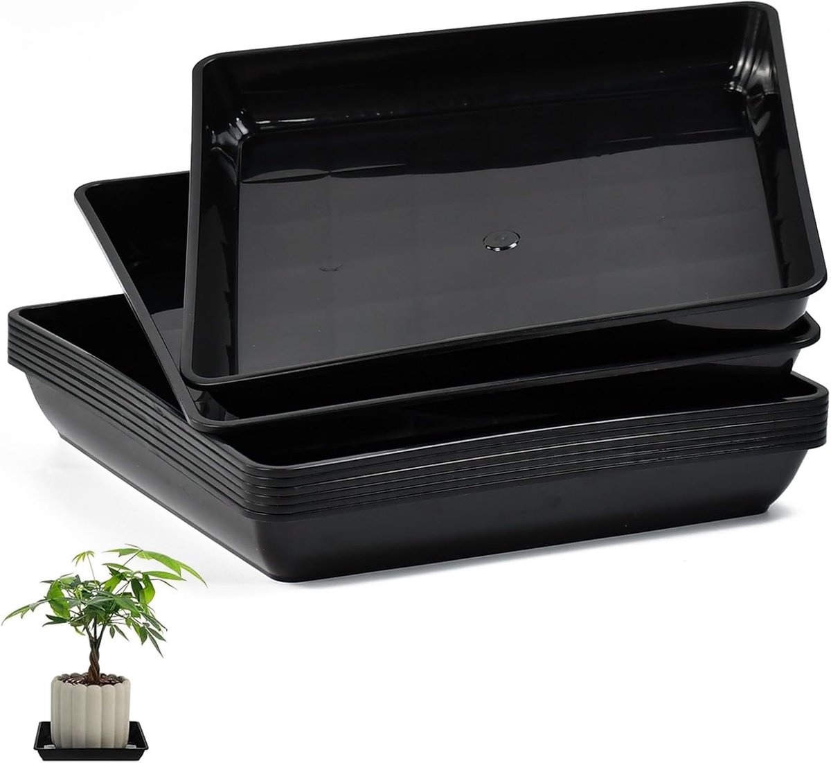 8 stuks onderzetters, bloempot, vierkant, plantenpot, planten, onderzetter, 25 x 25 cm, plantenbak, rechthoekig, vierkante bloemenonderzetter, onderzetter voor bloempotten, planten