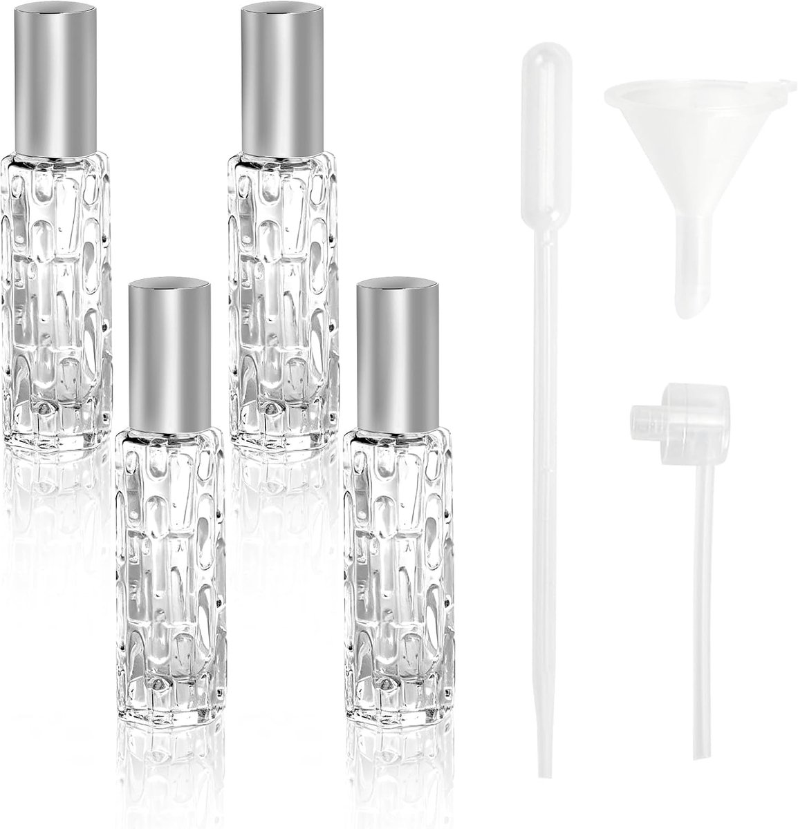 Verstuivers, navulbaar, 10 ml, parfumverstuiver voor onderweg, reizen, parfum, vullen parfum, leeg, met rietje, trechter en stickers, voor mannen en vrouwen