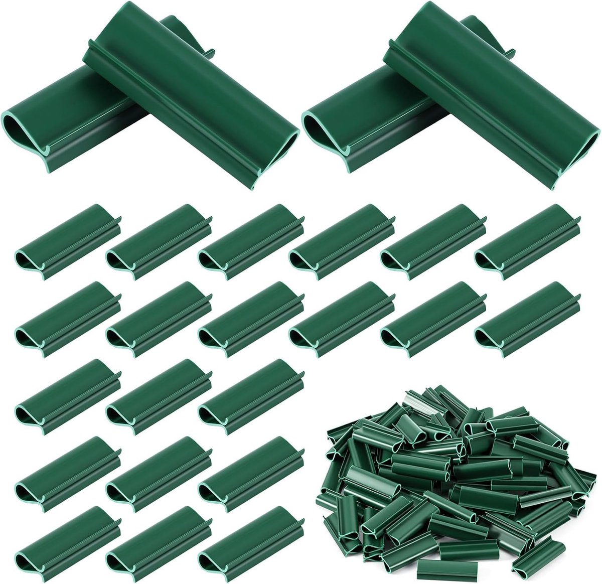 100 stuks bevestigingsclips voor zichtwerende stroken, groen, pvc