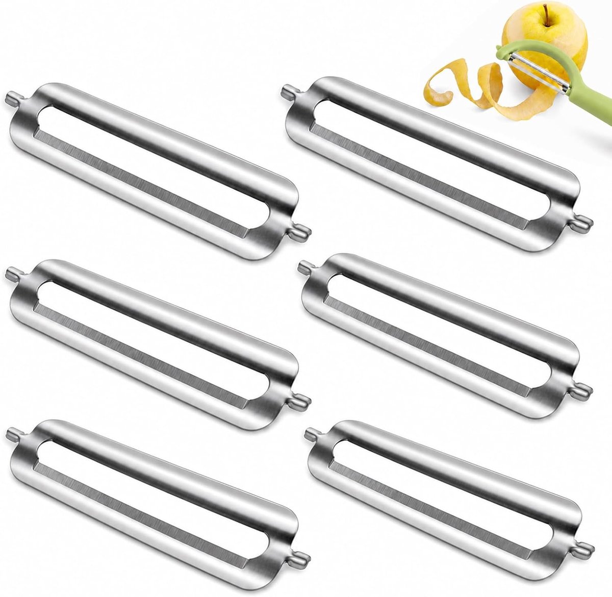 6 stuks reservemesjes, compatibel met gangbare groenteschillers en aardappelschillers, voor aspergedunschiller, komkommerschiller, pendelschiller en schilmes, 6 stuks