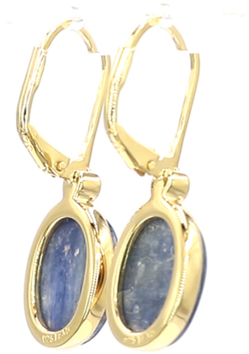 Cavill - 925 Sterling Zilver Verguld - Blauwe Nepal Kyaniet Oorbellen 6,52 ct - Ovale Cabochon - Elegante Dames Oorbellen