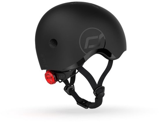 Scoot & Ride Helmet – Kinderhelm – XS 45-51 cm – LED achterlicht – magnetische sluiting – verstelbaar – Zwart — afbeelding 4