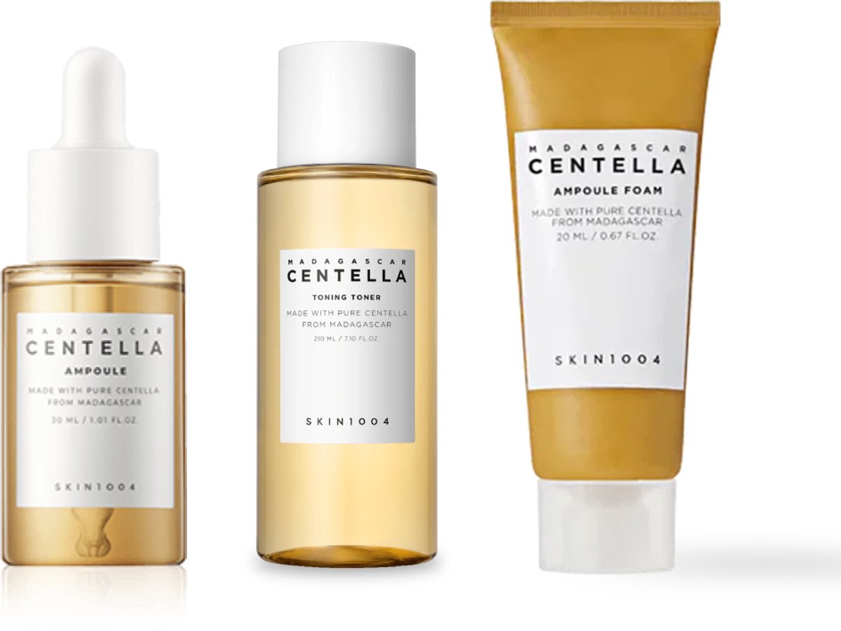 Skin1004 3 Pieces Combi - Centella Ampoule Foam 20ml, Centella Toning Toner 30ml and Centella Ampoule Serum 30ml.