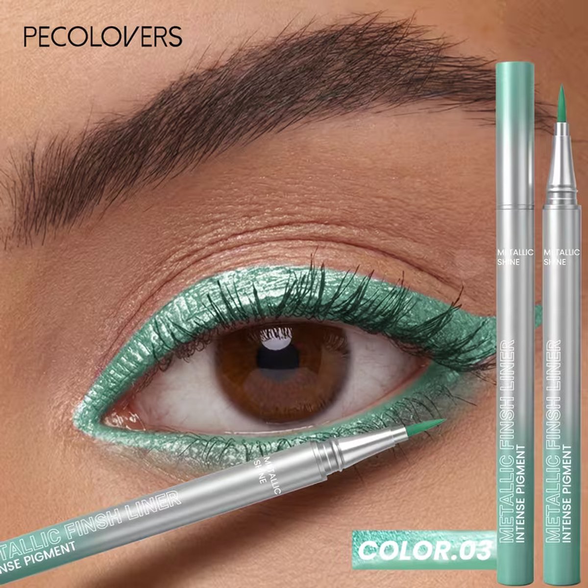 Metallic Mintgroen Eyeliner – Waterproof Shimmer Eyeliner Pen – Langhoudende Oogmake-up – Variant 03