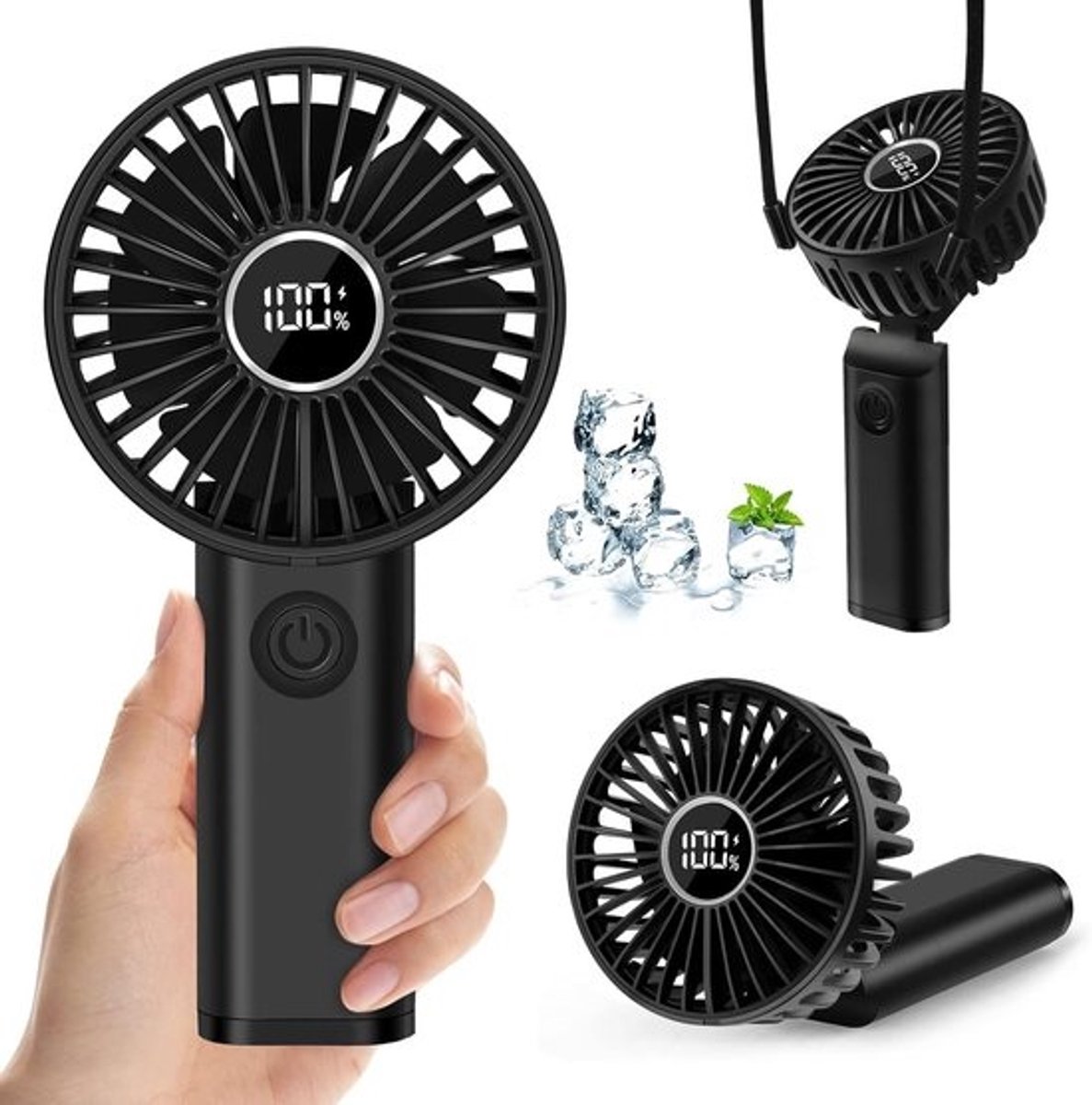 Handventilator oplaadbaar - mini - stil - 6 snelheden voor onderweg - ShopVlot