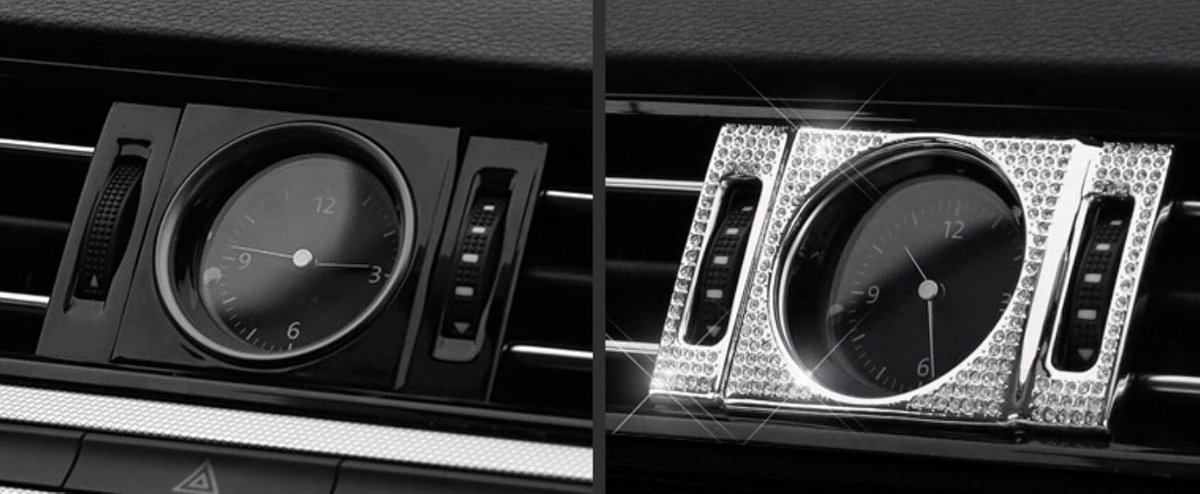 Interieur Trim Bling Crystal Mode Accessoires geschikt voor Volkswagen Magotan B8 Arteon CC 2018-2019 Auto Wijziging Accessoires Vrouwen Strass Decals Accessoires (zilver, Klok ring 1st)