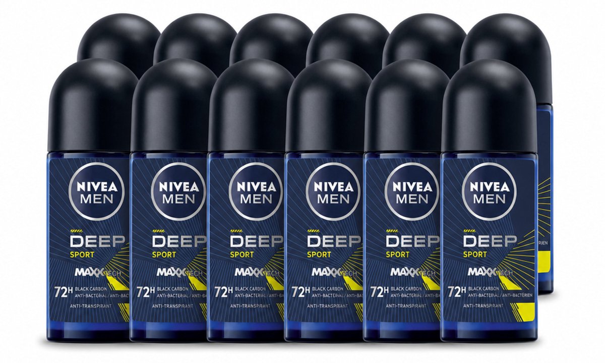 12 x NIVEA MEN - Deodorant Roller - Deep Sport - 50 ml - Voordeelverpakking - 12 stuks