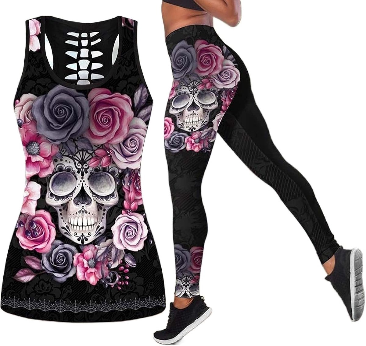 Dames 2 stuks casual doodshoofd-outfits
