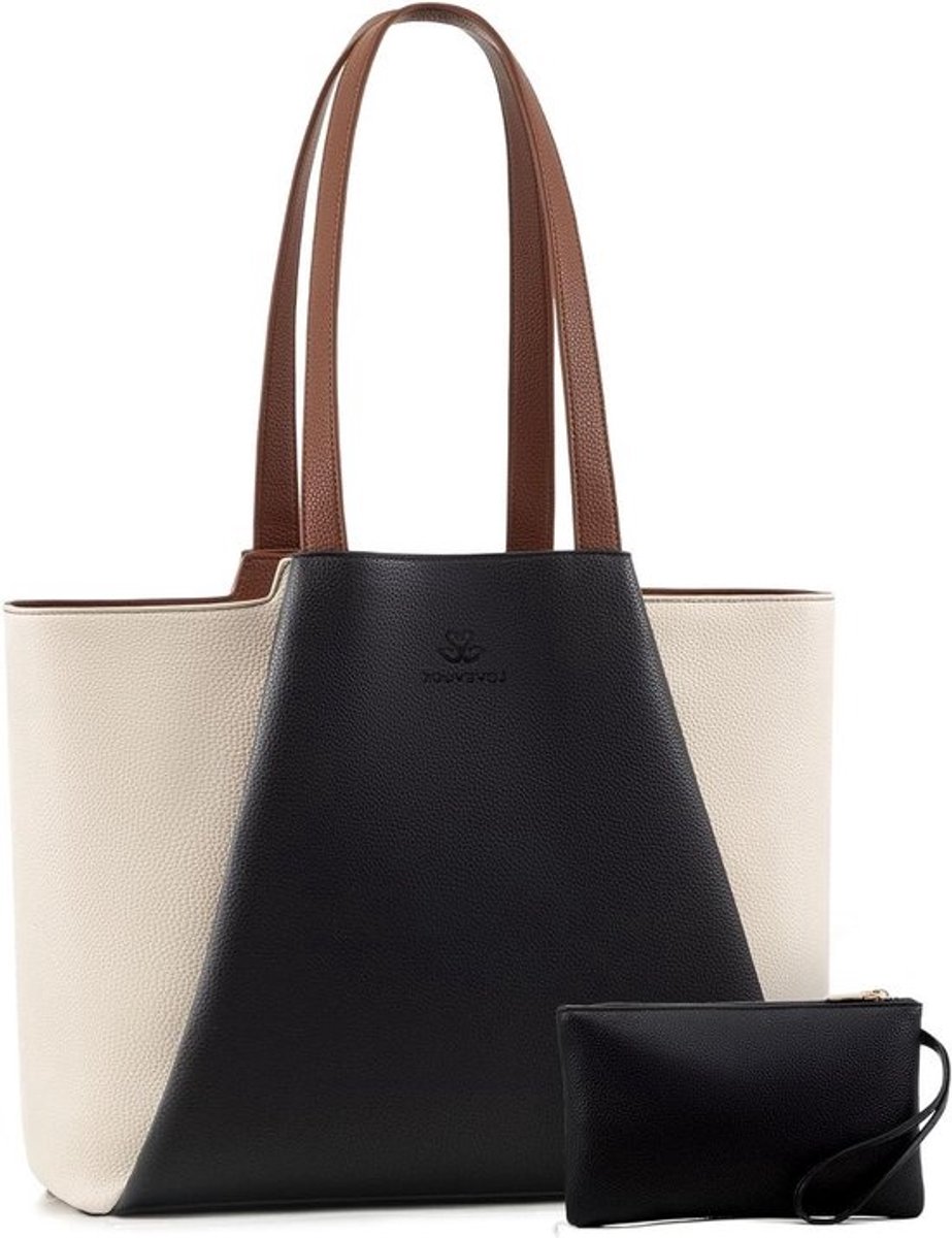 Dames schoudertas voor 15.6 inch laptop - waterdichte leren shopper, totebag & briefcase