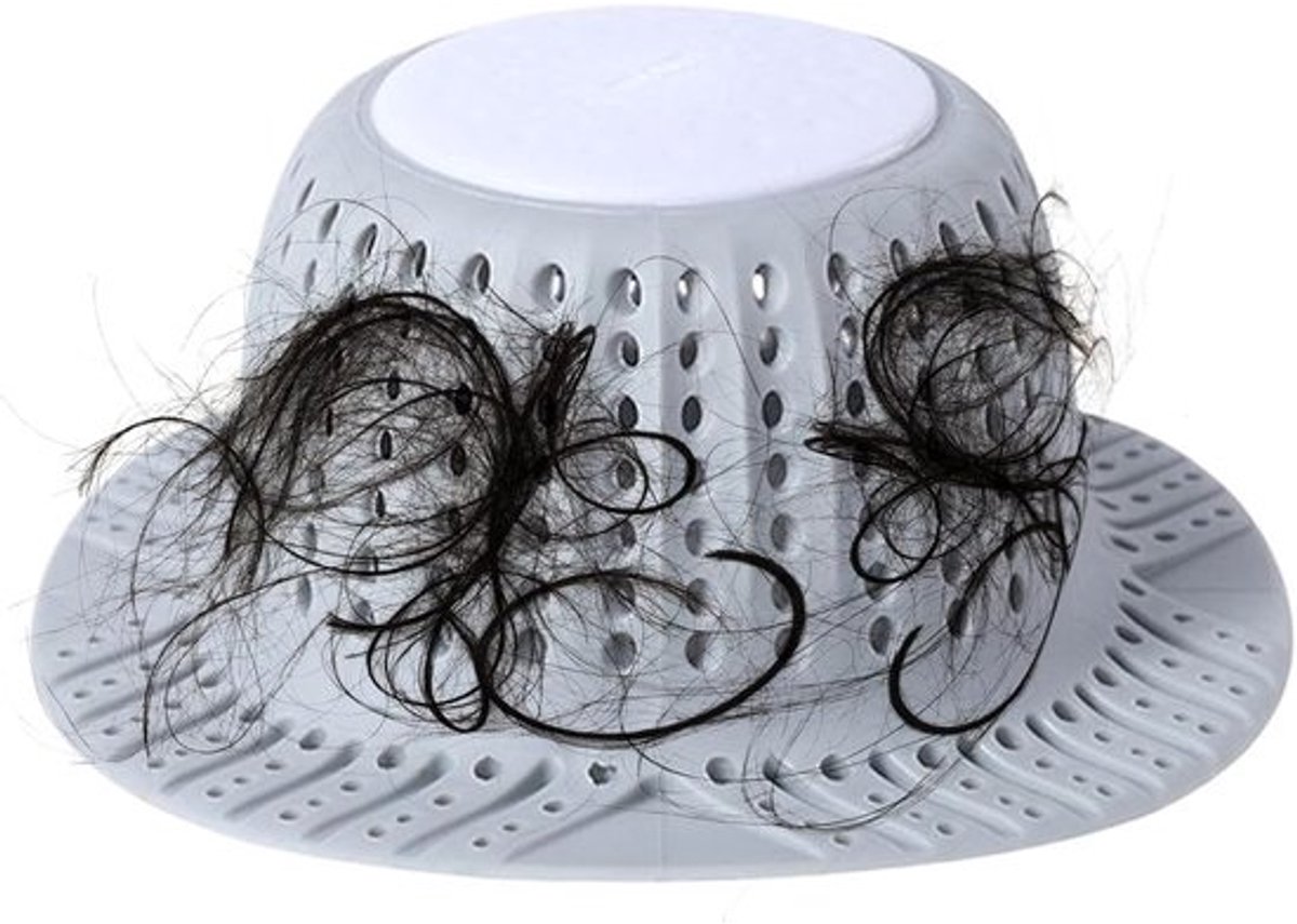 Haar Afvoervanger - Douche Stopper - Douche Goed - Voorkomt Verstopping - 12x5 cm - Grijs