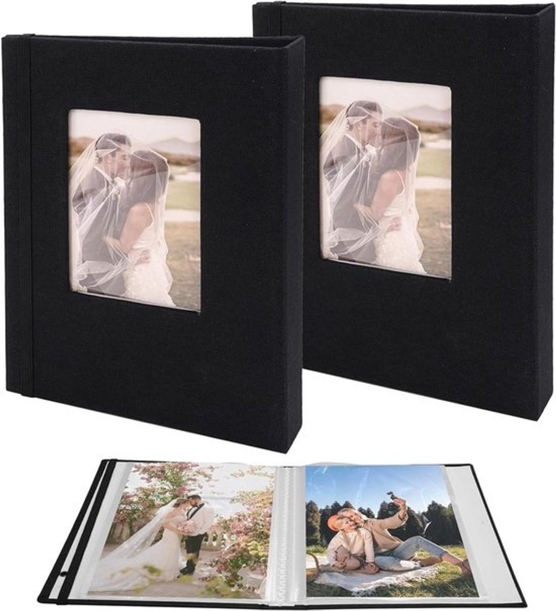 Mini linnen fotoalbum 13x18 cm - 26 zwarte pagina's per pack voor herinneringen en Valentijnsdag