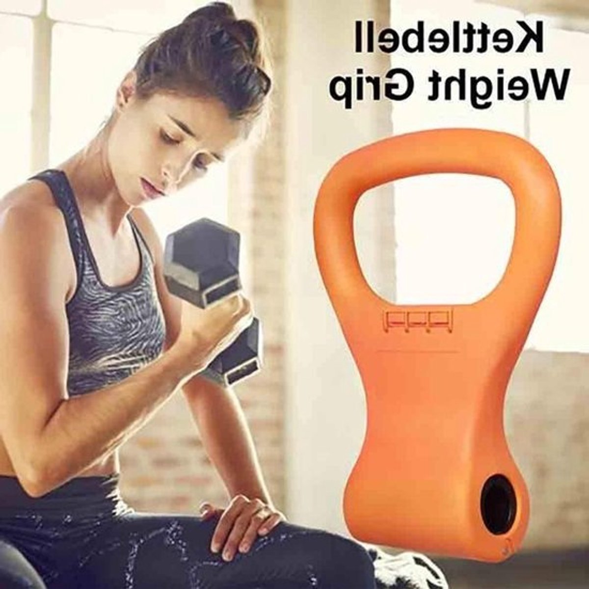 Verstelbare kettlebell - Gewicht met handvat - Fitness voor thuis - Draagbaar ontwerp - 28x21x7 cm - Oranje