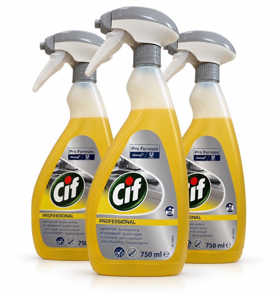 Cif Professional Ontvetter Spray – Krachtige Keukenreiniger & Vetoplosser – Tegen Hardnekkig Vet – 3 x 750 ml
