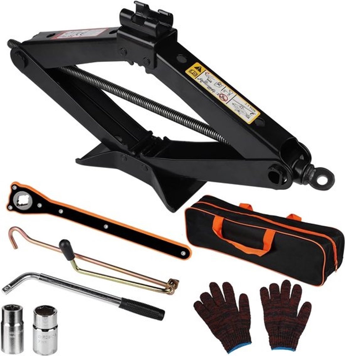 SnelShoppen - Schaarkrik 2,5 ton Garagekrik met 2-in-1 Ratelsleutel en Wielmoersleutel, Autokrik met 360° Activiteitskop, Ideaal voor Auto, SUV, MPV e