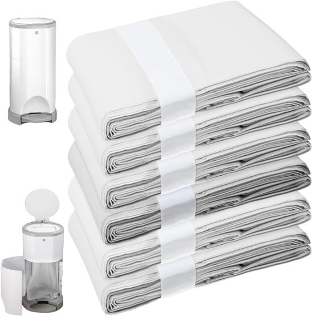 Refillfilm voor 16L-luieremmer - Geurvrije afvalzakken - 6 rollen - Tot 320 luiers - HDPE - Herbruikbare zakjes