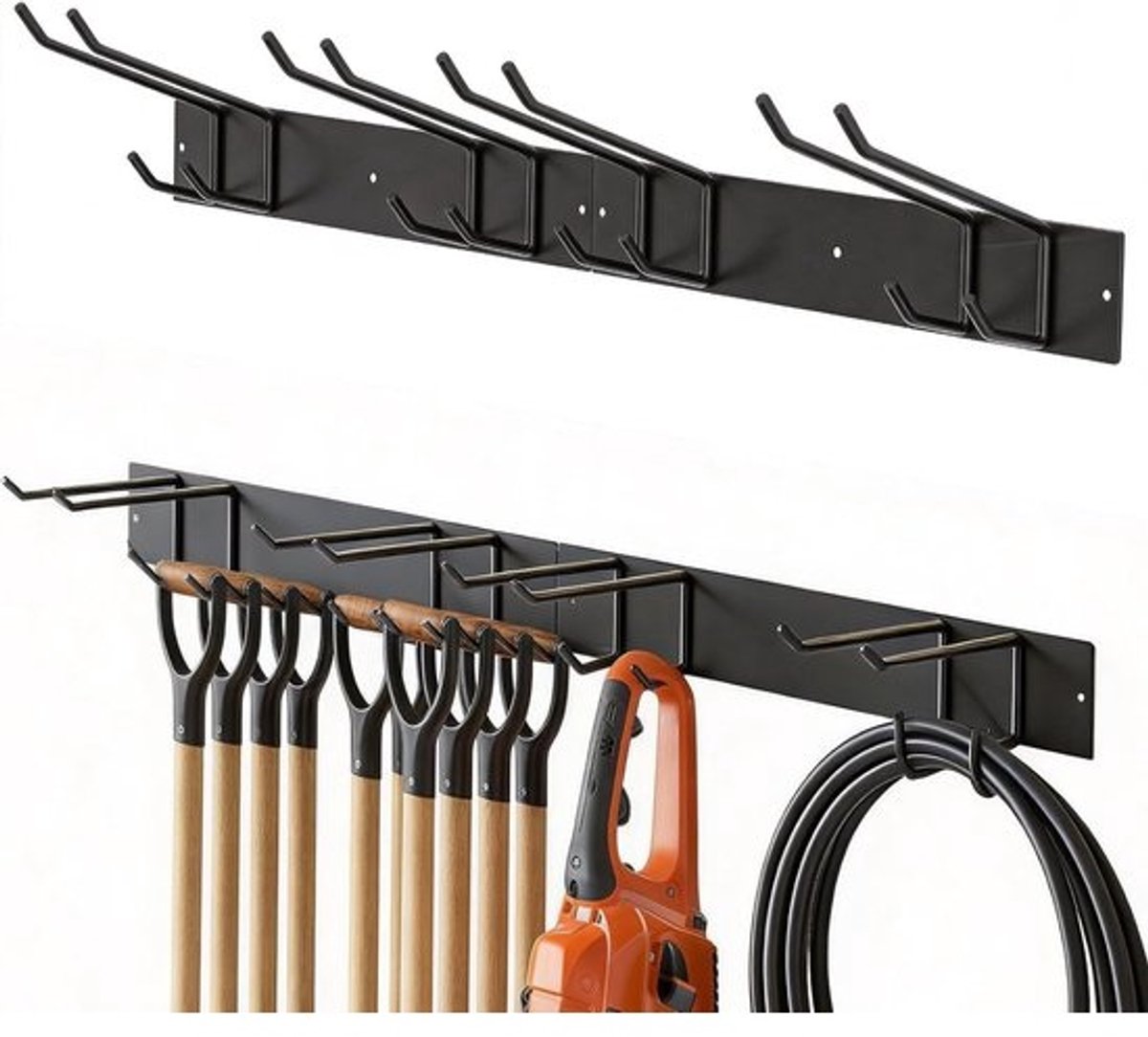 Robuuste Wandorganizer voor Tuingereedschap met 4 Dubbele Haakjes - Ideaal voor Schuur, Garage en Werkplaats, Perfecte Oplossing voor Gereedschapsopslag