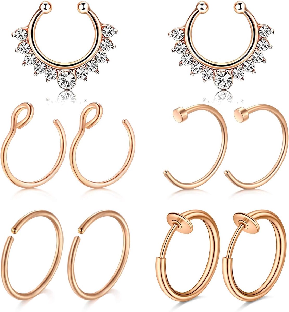 Nep neuspiercing septum chirurgisch staal met heldere CZ valse lip piercing oor neus septum ring niet piercing voor vrouwen mannen