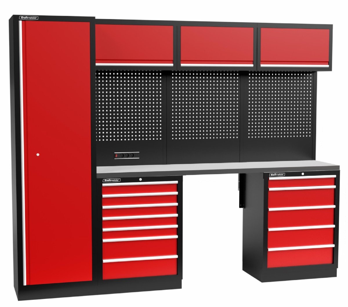 Kraftmeister Standard werkplaatsinrichting New York RVS rood