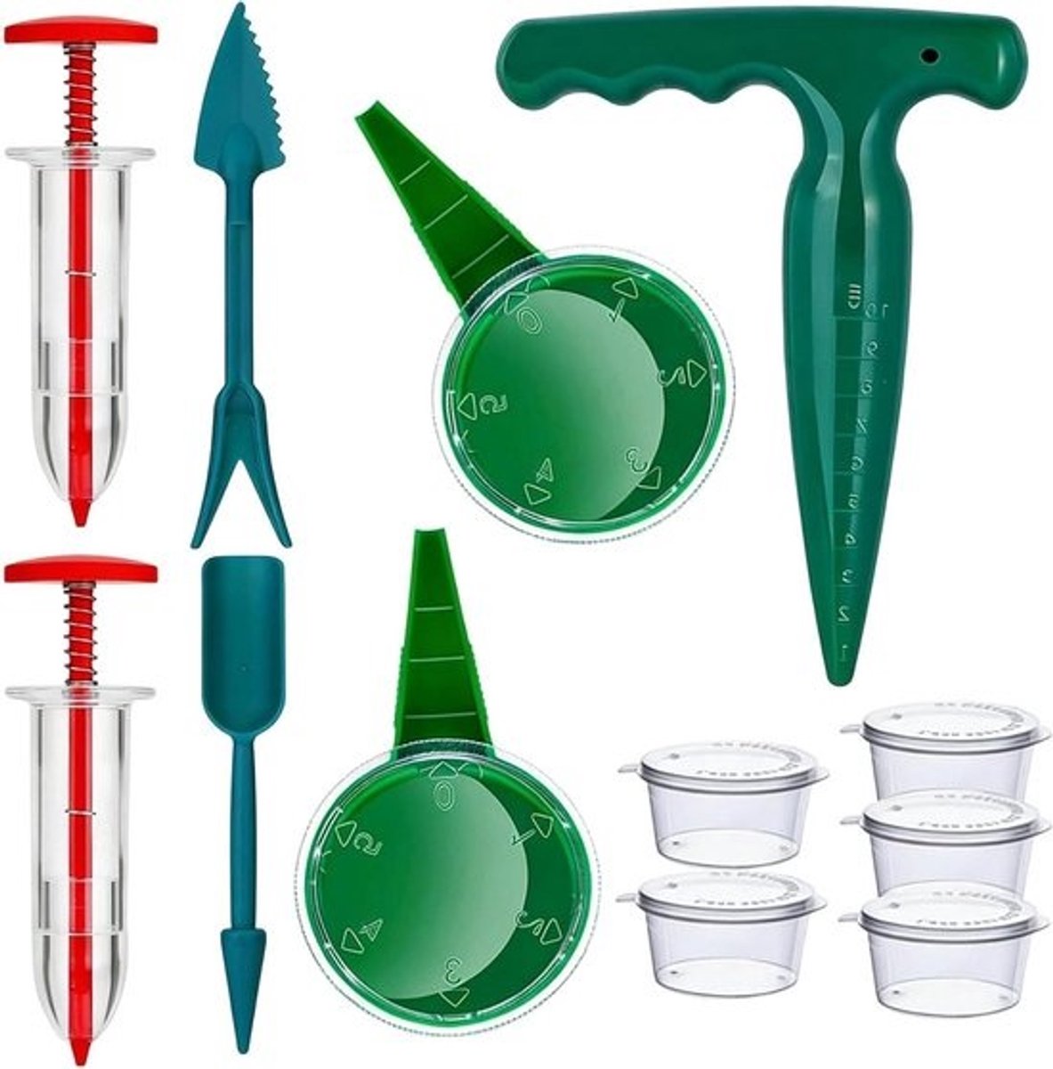 Zaaimachine en plantgereedschap - Zaaiapparaat en dibber - Efficiënt zaaien - Ergonomisch handvat - 18 x 14 x 3.5 cm