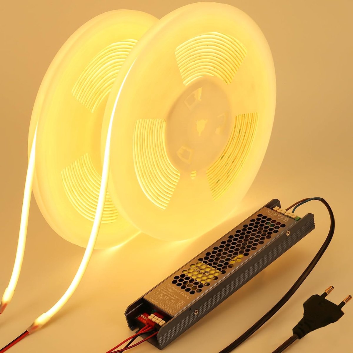 SnelShoppen - 24V COB LED Strip Light Buiten Waterproof 20M (2x10M) Warm Wit 3000K Ultra Bright 160W IP65 voor Tuin, Slaapkamer, Commercieel Gebruik