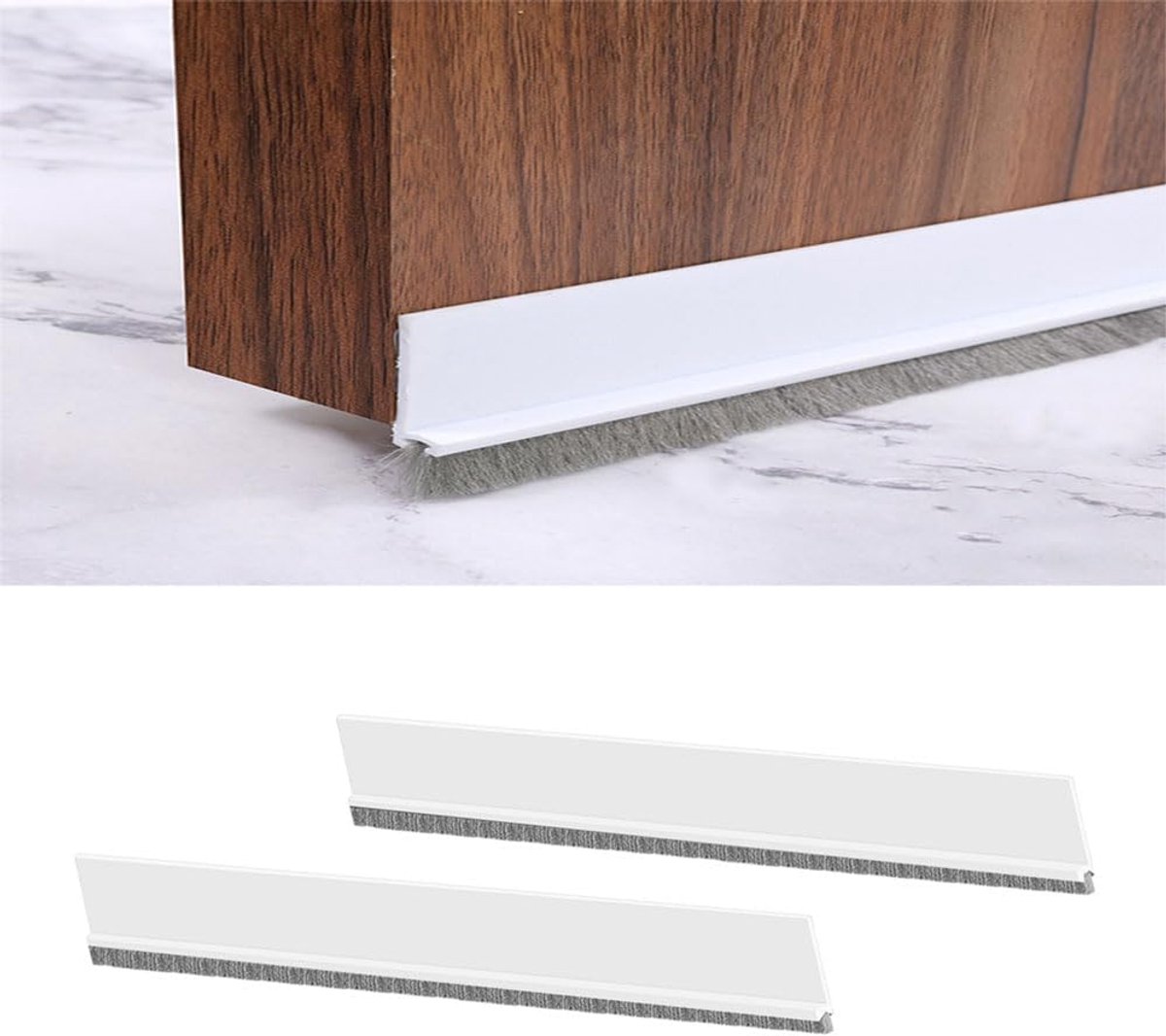 SnelShoppen - Tochtstrip Deur 2 Stuks 3 cm x 1 m - Zelfklevende Tochtstopper Deurafdichting - Energiebesparend - Koudebescherming - Wit
