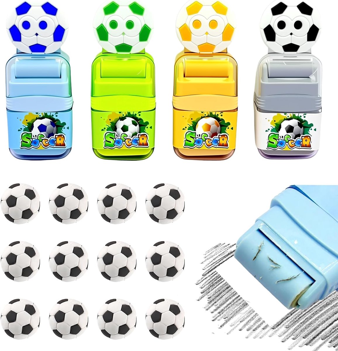 16 stuks gummen, creatieve vorm van een gum voetbal, voor studenten, leraren, school, kantoor, tekenen, schrijven - ShopVlot