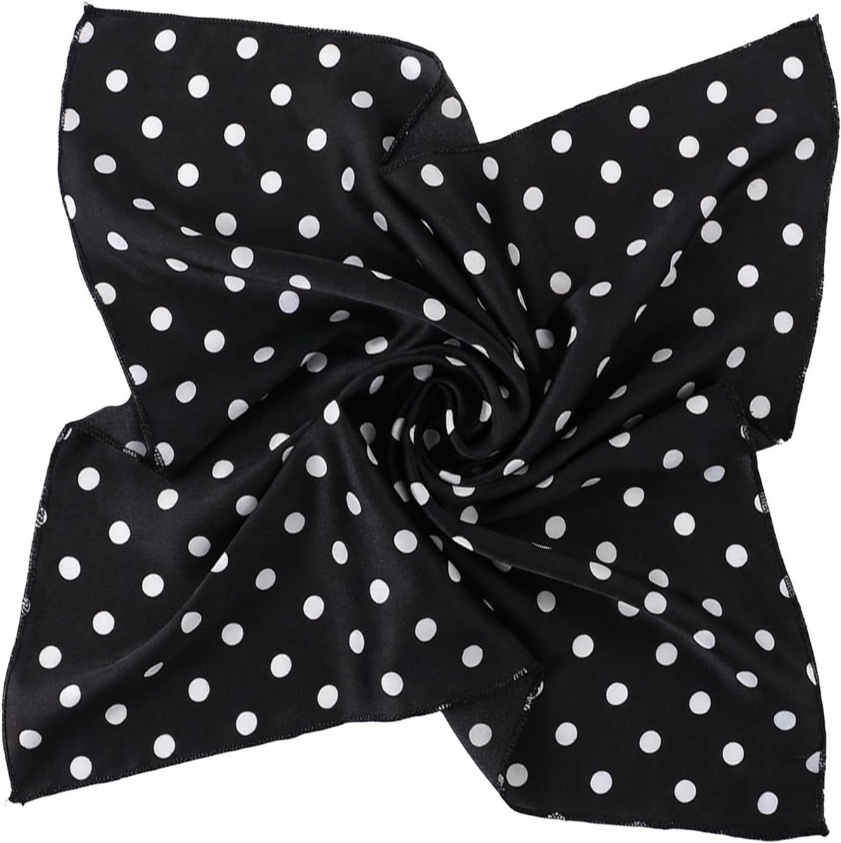 Polka Dot Sjaal - Vintage Satijnen Hoofddoek, 50 cm Vierkante Chiffon Bandana Neck Sjaals voor Vrouwen Dames (zwart) - ShopVlot