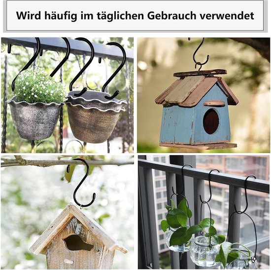 S-vormige haakjes, 24 stuks voor keuken, badkamer, kantoor, tuin of buitenactiviteiten, stevige metalen haken voor veelzijdig gebruik — afbeelding 4