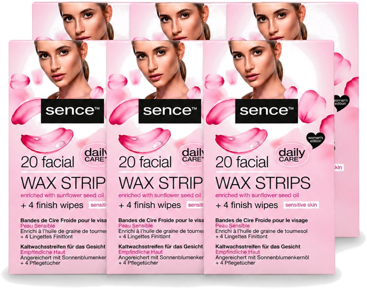 6 x Sence - Waxstrips - Gezicht - 20 Waxstrips - Voordeelverpakking - 6 stuks